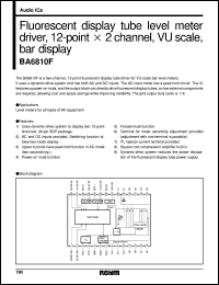 BA6810F datasheet: Fluorescent display tube level meter driver, 12-point x 2-channel, VU scale, bar display BA6810F