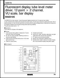 BA6810S datasheet: Fluorescent display tube level meter driver, 12-point x 2-channel, VU scale, bar display BA6810S