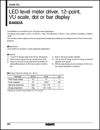BA682A datasheet: LED level meter driver, 12-point, VU scale, dot or bar display BA682A