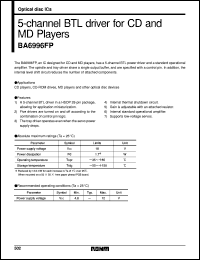 BA6996FP datasheet: 5-channel BTL driver for CD and MD player BA6996FP