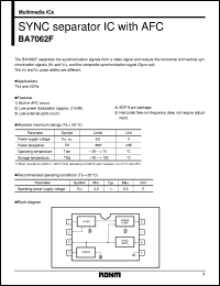 BA7062F datasheet: SYNC separator IC with AFC BA7062F