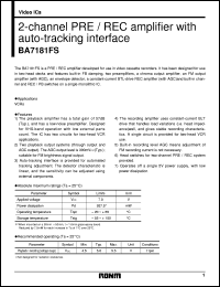 BA7181FS datasheet: 2-channel PRE/REC amplifier with auto-tracing interface BA7181FS