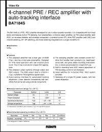 BA7184S datasheet: 4-channel PRE/REC amplifier with auto-tracing interface BA7184S