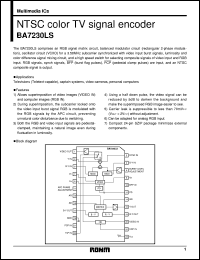 BA7230LS datasheet: NTSC color TV signal encoder BA7230LS