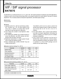 BA7357S datasheet: VIF/SIF signal processor BA7357S
