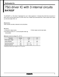 BA7622F datasheet: Driver IC with 3 internal circuits BA7622F