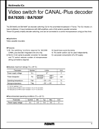 BA7630S datasheet: Video switch for CANAL-plus decoder BA7630S