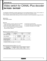 BA7630F datasheet: Video switch for CANAL-plus decoder BA7630F