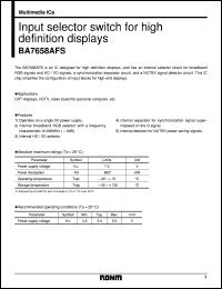 BA7658AFS datasheet: Input selector switch for high definition display BA7658AFS