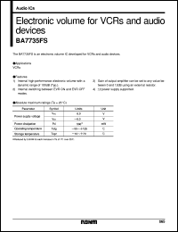 BA7735FS datasheet: Electronic volume for VCR and audio device BA7735FS