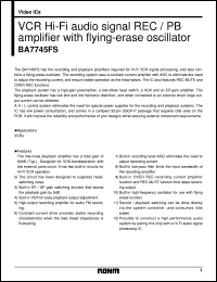 BA7745FS datasheet: VCR Hi-Fi audio signal REC/PB amplifier with flying-erase oscillator BA7745FS