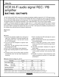 BA7746FS datasheet: VCR Hi-Fi audio signal REC/PB amplifier BA7746FS