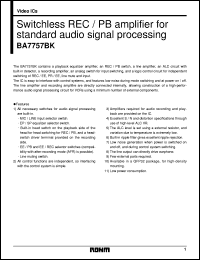 BA7757BK datasheet: Switchless REC/PB amplifier for standart audio signal processing BA7757BK