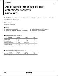 BA7762AFS datasheet: Audio signal processor for minicomponent systems BA7762AFS