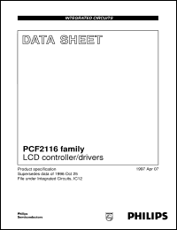 PCF2116KU/10/F2 datasheet: LCD controller/drivers PCF2116KU/10/F2