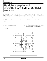BH3540AFS datasheet: Headphone amplifier with interal LPF and EVR for CD-ROM BH3540AFS