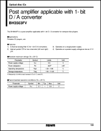 BH3563FV datasheet: Post amplifier application with 1-bit D/A converter BH3563FV