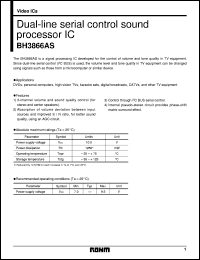 BH3866AS datasheet: Dual-line serial control sound processor IC BH3866AS