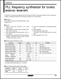 BU2615FS datasheet: PLL frequency synthesizer for tuner BU2615FS