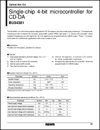 BU34381 datasheet: Single-chip 4-bit microcontroller for CD-DA BU34381