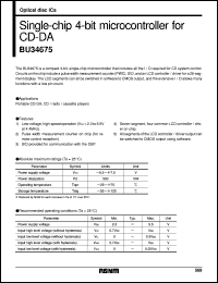 BU34675 datasheet: Single-chip 4-bit microcontroller for CD-DA BU34675