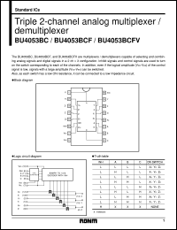 BU4053BC datasheet: Triple 2-channel analog multiplexer/demultiplexer BU4053BC