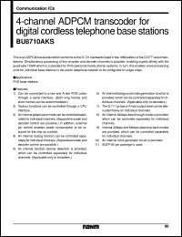 BU8710AKS datasheet: 4-channel ADPCM transcoder for digital cordless telephone base station BU8710AKS