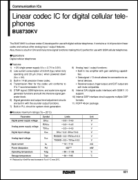 BU8730KV datasheet: Liner codec IC for digital cellular telephones BU8730KV