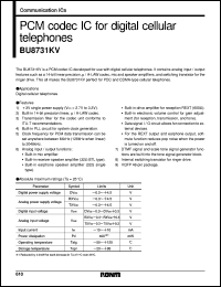 BU8731KV datasheet: PCM codec IC for digital cellular telephones BU8731KV