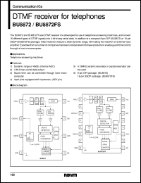 BU8872F datasheet: DTMF receiver for telephones BU8872F