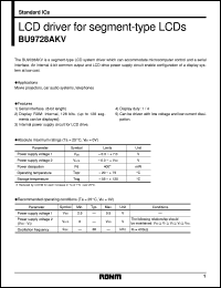 BU9728AKV datasheet: LCD driver for segment-type LCD BU9728AKV