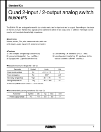 BU9761FS datasheet: Quad 2-input/2-output analog switch BU9761FS