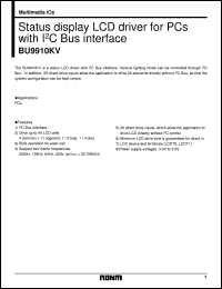 BU9910KV datasheet: Status display LCD driver for PC with I2C bus interface BU9910KV