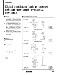 DTA143TUA datasheet: Digital PNP transistor (with resistor) DTA143TUA