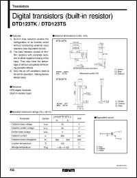 DTD123TS datasheet: Digital NPN transistor (with resistor) DTD123TS