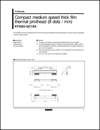 KF2003-GC10A datasheet: Compact medium speed thick film thermal printhead (8 dot/mm) KF2003-GC10A