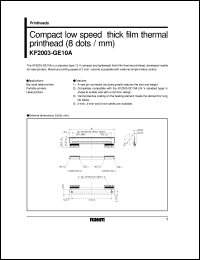 KF2003-GE10A datasheet: Compact low speed thick film thermal printhead (8 dot/mm) KF2003-GE10A