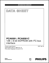 PCA8581T/F6L datasheet: 128 x 8-bit EEPROM with I2C-bus interface PCA8581T/F6L