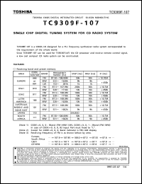 TC9309F-107 datasheet: Single chip digital tuning system for CD radio cassette TC9309F-107