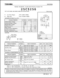 2SC5256 datasheet: Silicon NPN epitaxial planar type transistor for VHF-UHF band low noise amplifier applications 2SC5256