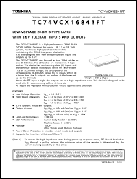 TC74VCX16841FT datasheet: Low voltage 20 bit D-type latch with 3.6V tolerant inputs and outputs TC74VCX16841FT