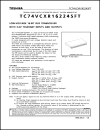 TC74VCX162245FT datasheet: Low voltage 16 bit bus transceiver with 3.6V tolerant inputs and outputs TC74VCX162245FT