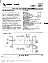 ML2200BCP datasheet: 12-bit plus sign data acquisition peripheral with four differential analog inputs ML2200BCP