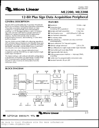 ML2208BCP datasheet: 12-bit plus sign data acquisition peripheral with eight ended analog inputs ML2208BCP