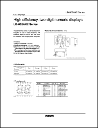 LB-602YA2 datasheet: High efficiency, two-digit numeric display LB-602YA2