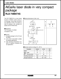 RLD-78MAT4S datasheet: AlGaAs laser diode in very compact package RLD-78MAT4S