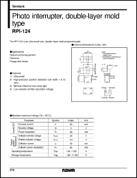 RPI-124 datasheet: Photointerrupter, double-layer mold type RPI-124