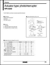 RPI-5200 datasheet: Photointerrupter, actuator type RPI-5200