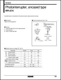 RPI-574 datasheet: Photointerrupter, encased type RPI-574
