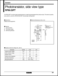 RPM-25PT datasheet: Phototransistor, side view type RPM-25PT